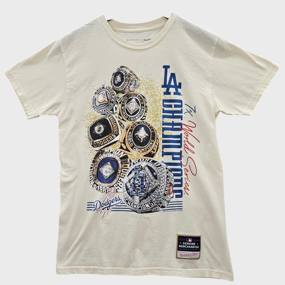 LA Dodgers Shirt Mens Small Mitchell & Ness World Series Championship Rings - Picture 1 of 8
